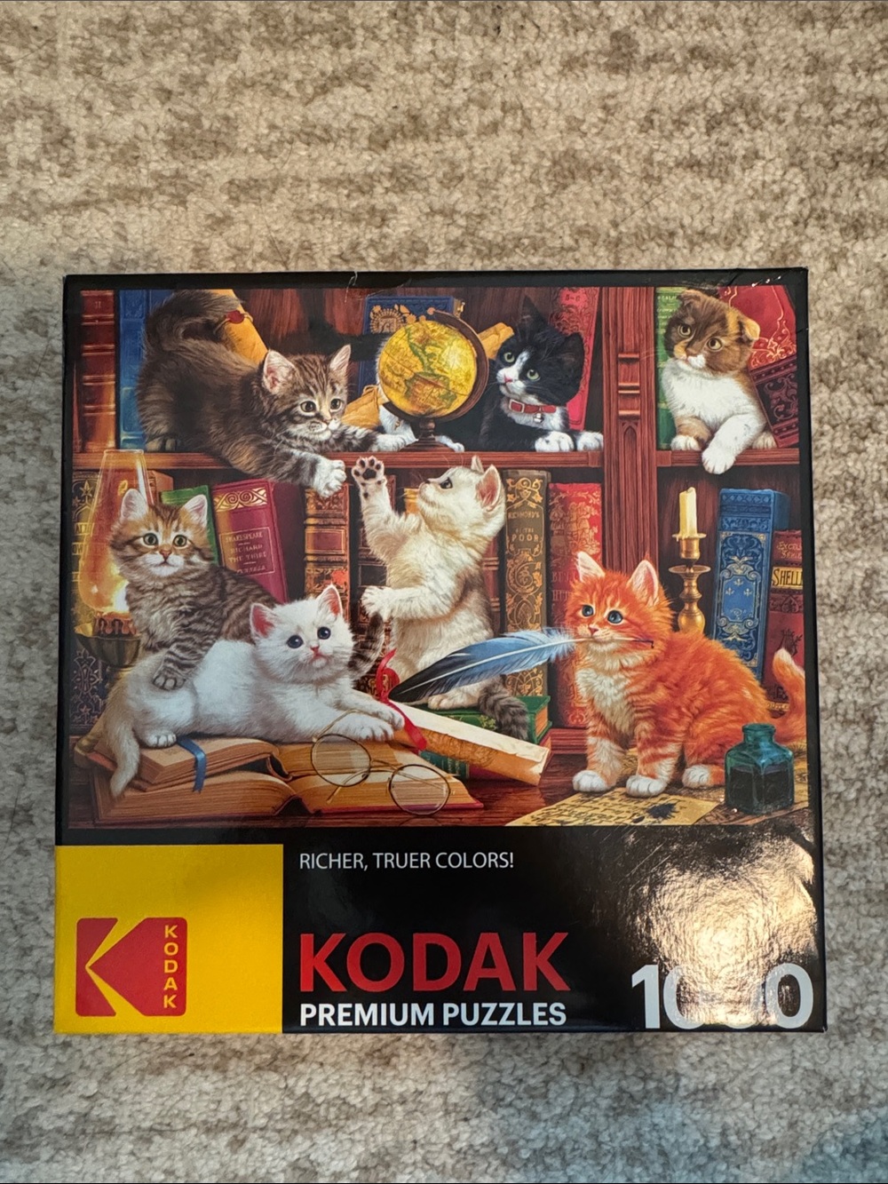 NWT Kodak Cats in Library Puzzle - Multicolor Illustration 1000 pieces